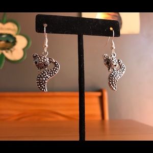 Adorable Fox Wrapped In Tail Silver Earrings